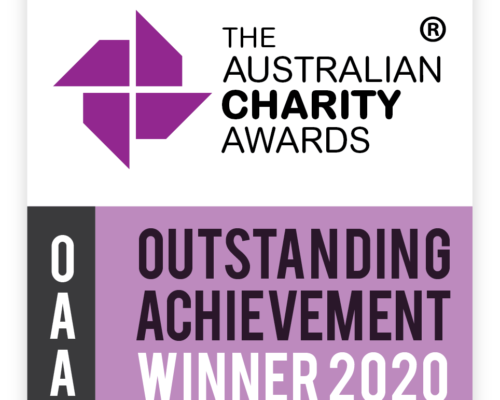 Logo for the Australian Charity Awards Outstanding Achievement Winner 2020